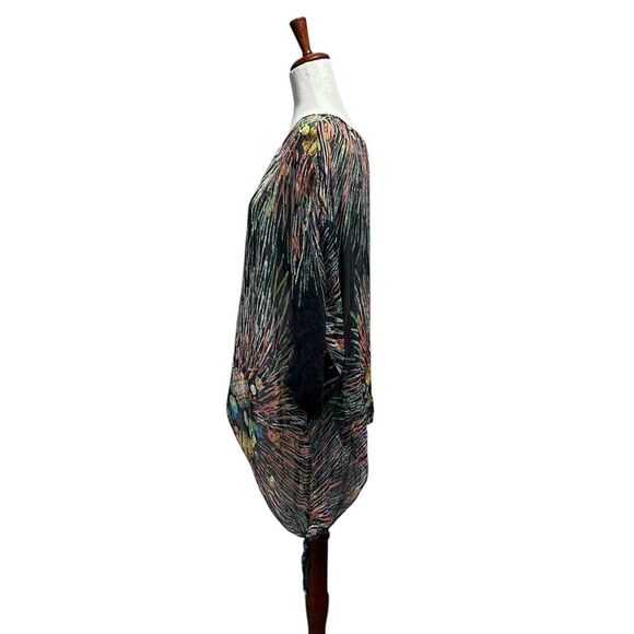 Cocoon House Silk Wearable Art Women's Large / XL Abstract Floral Fireworks - Picture 6 of 11